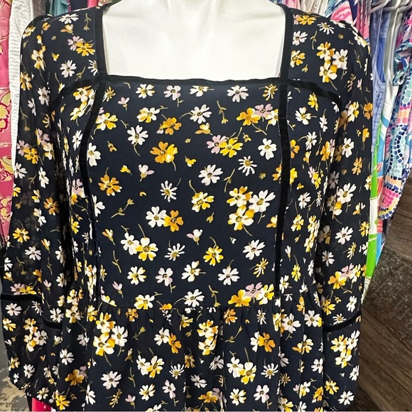 Madewell Yellow and Blue Peplum Blouse - Picture 1 of 11